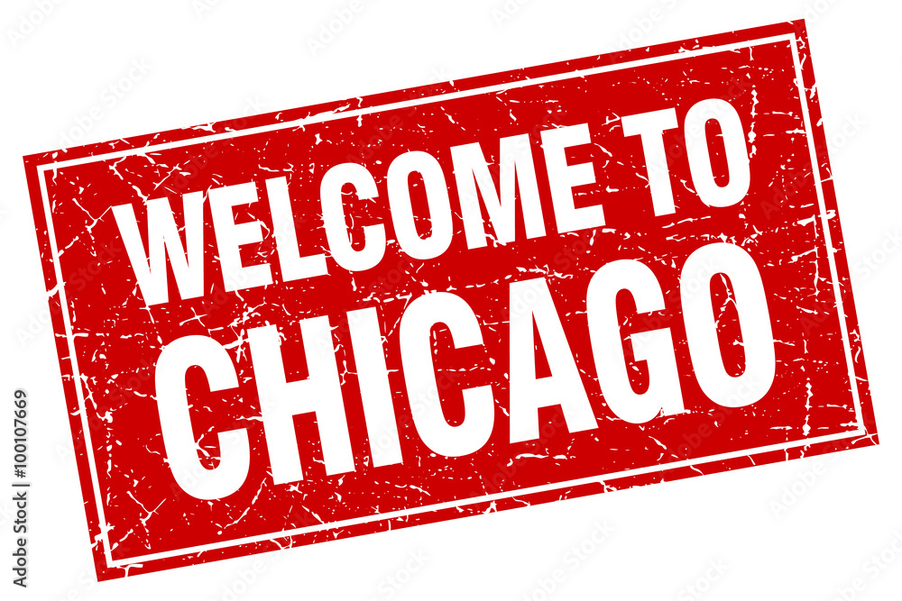 Chicago red square grunge welcome to stamp Chicago red square grunge welcome to stamp