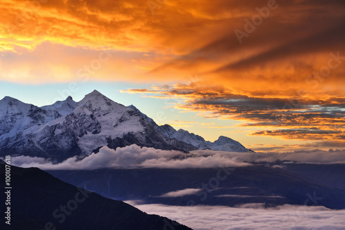 Dramatic sunrise in the Caucasian mountains © eternal aviv