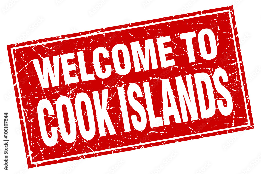 Cook Islands red square grunge welcome to stamp Cook Islands red square grunge welcome to stamp