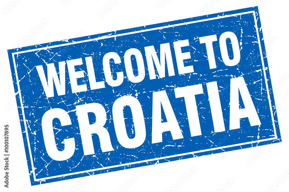 Croatia blue square grunge welcome to stamp Croatia blue square grunge welcome to stamp