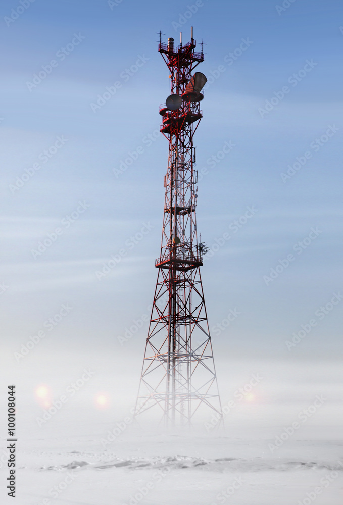 communication tower at winter communication tower at winter
