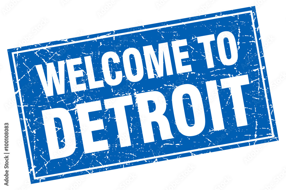 Detroit blue square grunge welcome to stamp Detroit blue square grunge welcome to stamp