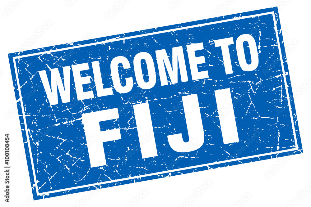 Fiji blue square grunge welcome to stamp Fiji blue square grunge welcome to stamp