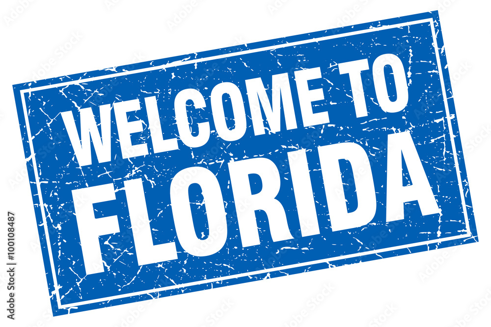 Florida blue square grunge welcome to stamp Florida blue square grunge welcome to stamp