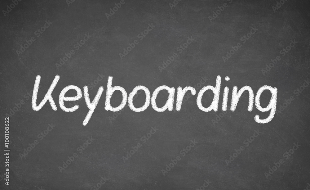 Keyboarding lesson on blackboard or chalkboard. Keyboarding lesson on blackboard or chalkboard.