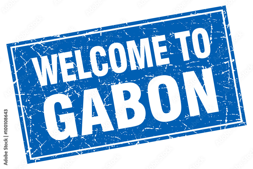 Gabon blue square grunge welcome to stamp Gabon blue square grunge welcome to stamp