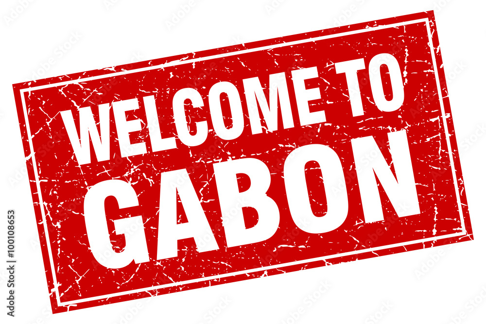 Gabon red square grunge welcome to stamp Gabon red square grunge welcome to stamp