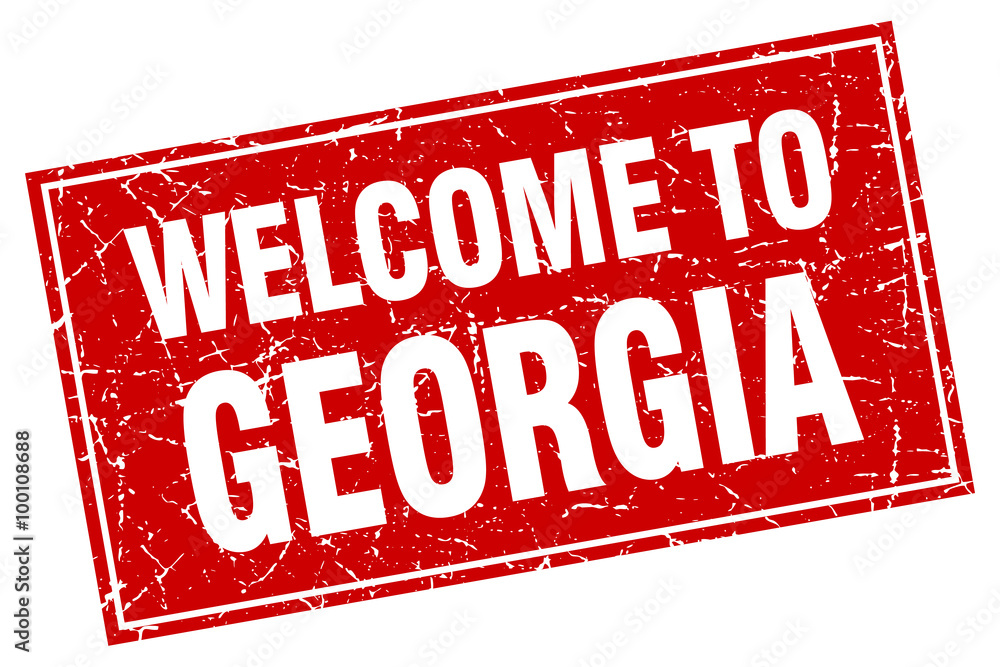 Georgia red square grunge welcome to stamp Georgia red square grunge welcome to stamp