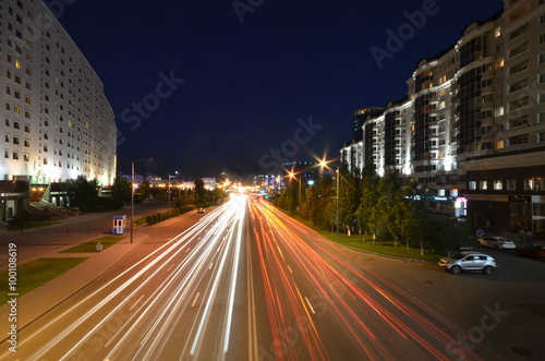 Night view of the street Orynbor Astana Kazakhstan © alekskai