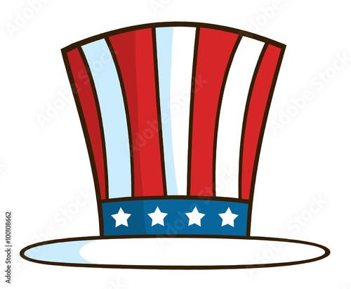 Cartoon Illustration Of Patriotic American Top Hat
