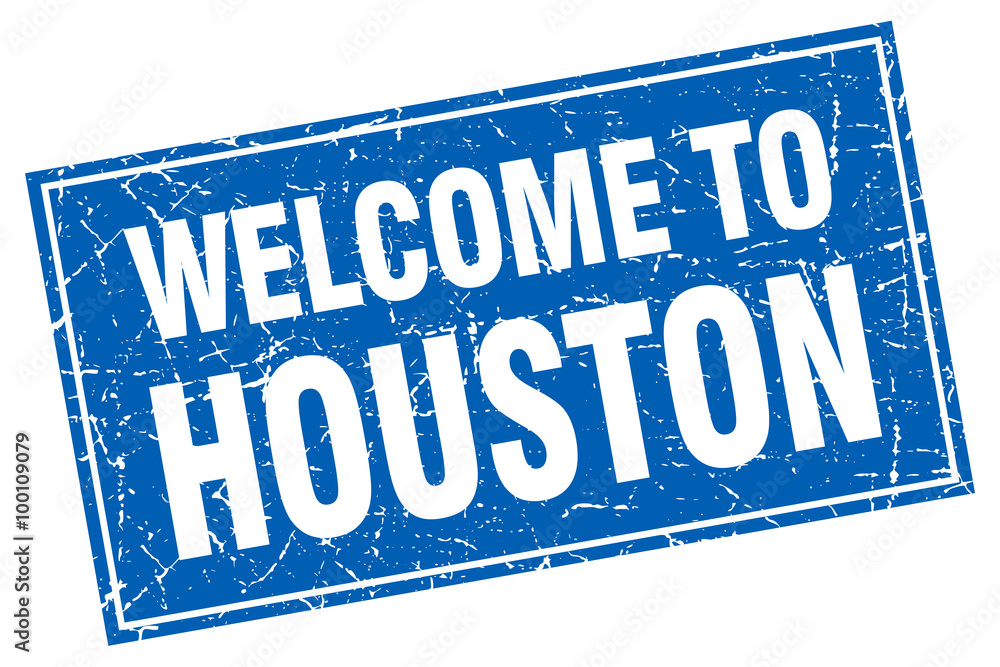 Houston blue square grunge welcome to stamp Houston blue square grunge welcome to stamp