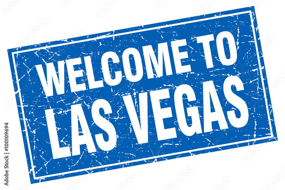 Las Vegas blue square grunge welcome to stamp