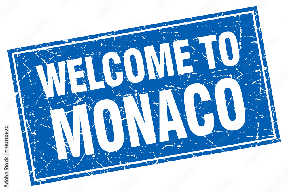 Monaco blue square grunge welcome to stamp Monaco blue square grunge welcome to stamp