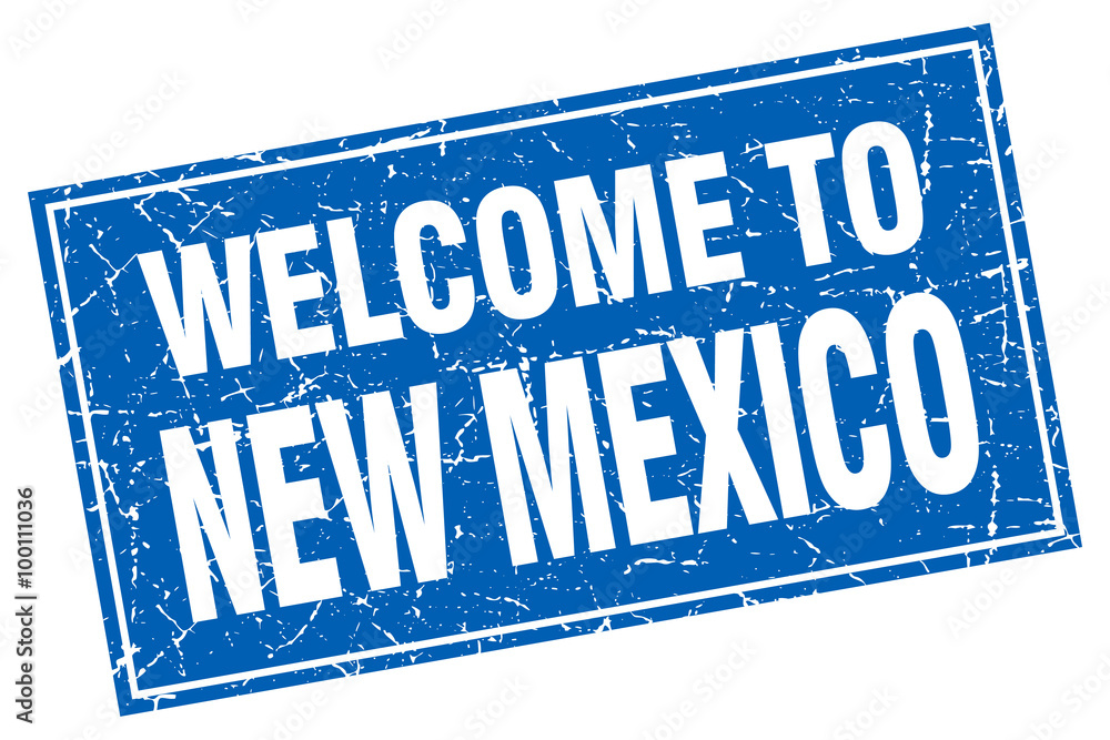 New Mexico blue square grunge welcome to stamp
