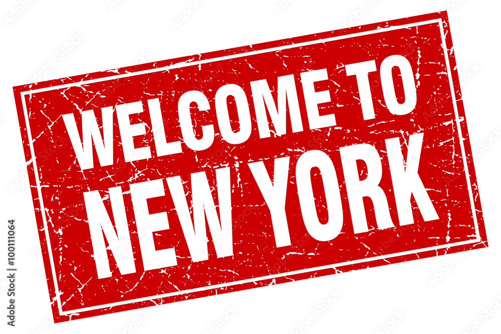 New York red square grunge welcome to stamp New York red square grunge welcome to stamp