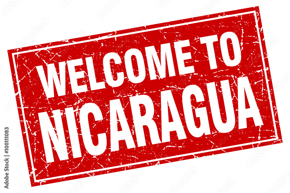 Nicaragua red square grunge welcome to stamp Nicaragua red square grunge welcome to stamp