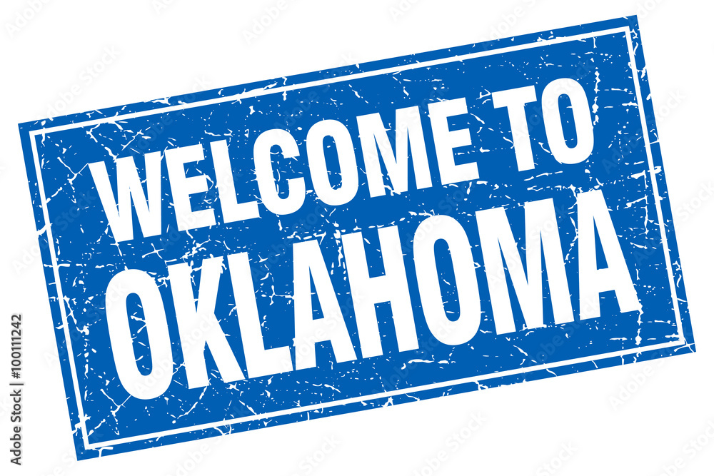 Oklahoma blue square grunge welcome to stamp Oklahoma blue square grunge welcome to stamp