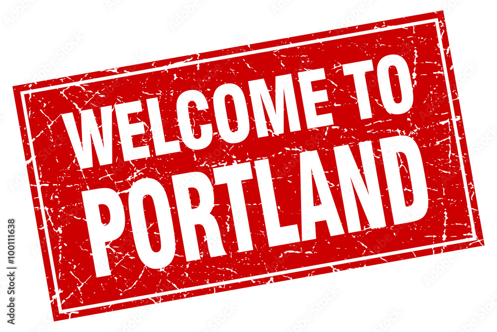 Portland red square grunge welcome to stamp Portland red square grunge welcome to stamp