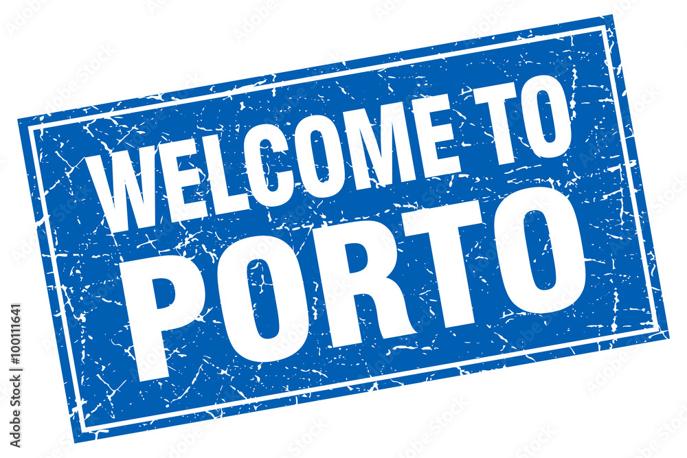Porto blue square grunge welcome to stamp Porto blue square grunge welcome to stamp