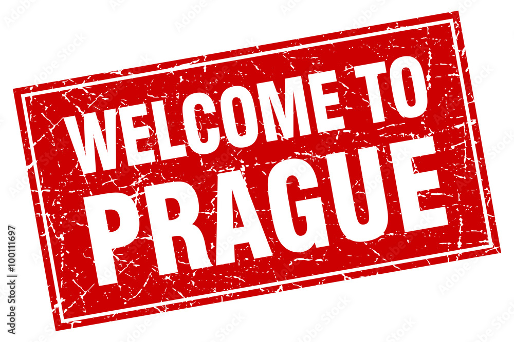 Prague red square grunge welcome to stamp Prague red square grunge welcome to stamp
