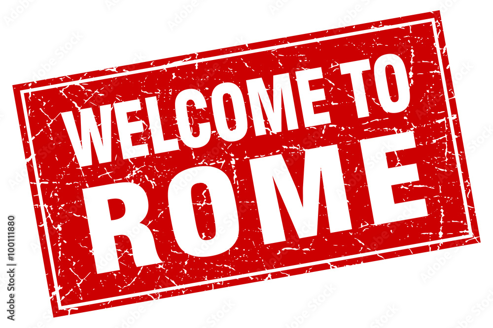 Rome red square grunge welcome to stamp Rome red square grunge welcome to stamp