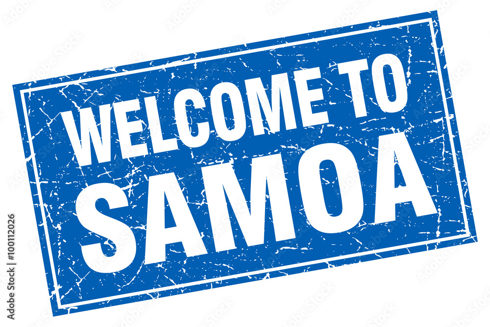 Samoa blue square grunge welcome to stamp Samoa blue square grunge welcome to stamp