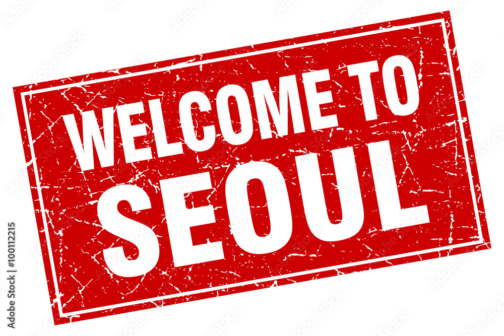 Seoul red square grunge welcome to stamp Seoul red square grunge welcome to stamp