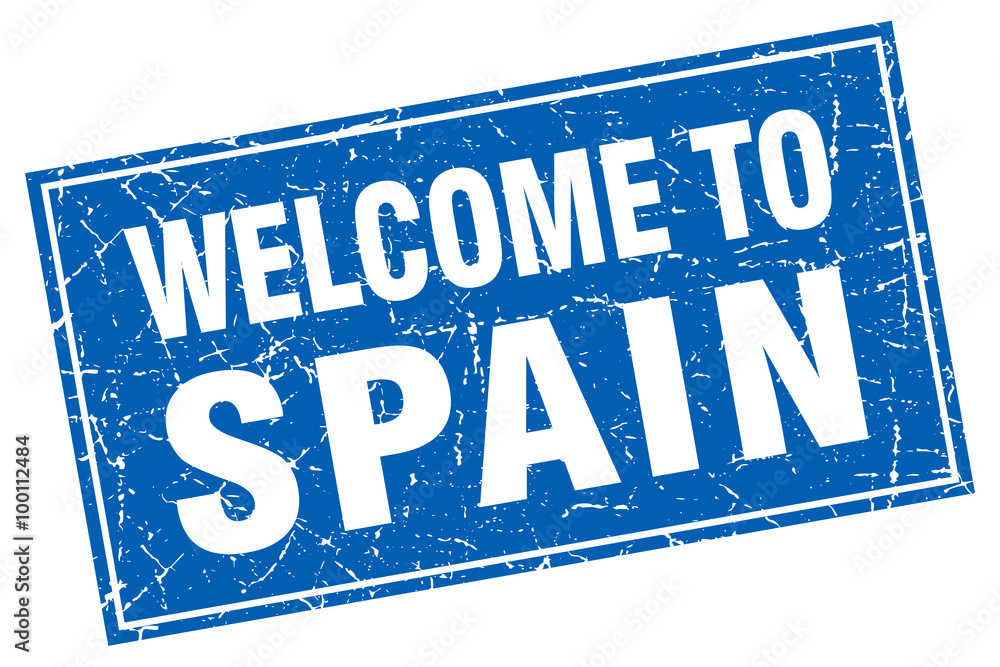 Spain blue square grunge welcome to stamp Spain blue square grunge welcome to stamp