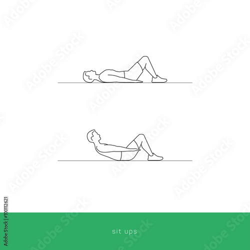 Fitness Icon abdominal sit ups workout. Vector design.