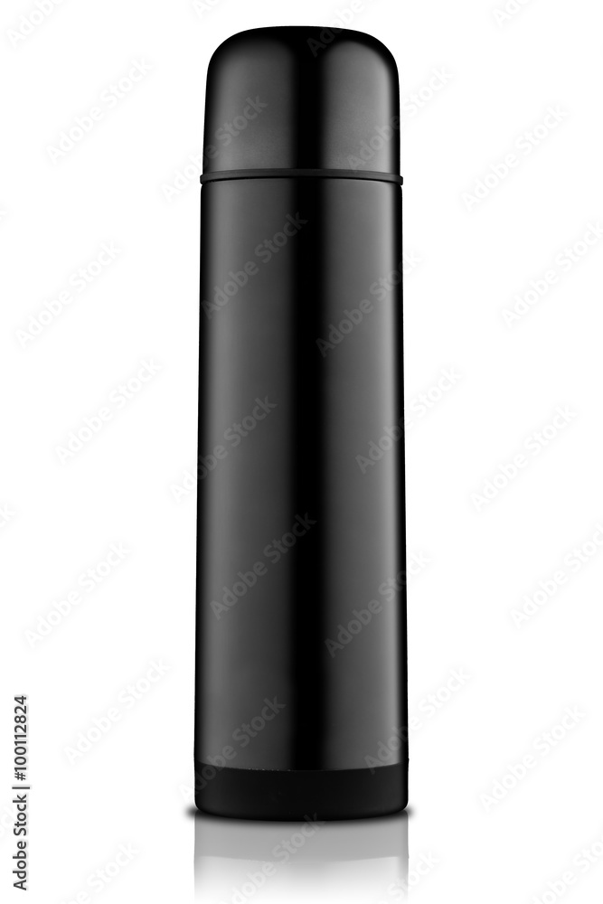 Black thermos flask - obrazy, fototapety, plakaty 