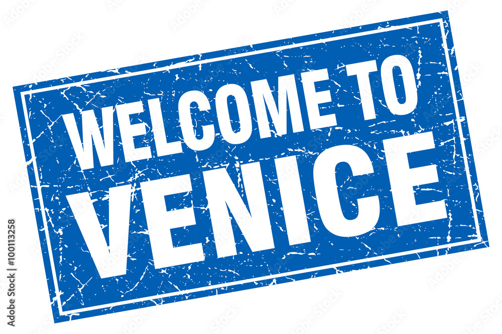 Venice blue square grunge welcome to stamp Venice blue square grunge welcome to stamp