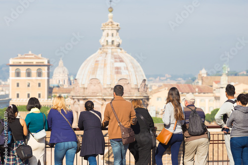 Photography Group of tourist in Rome, Italy.