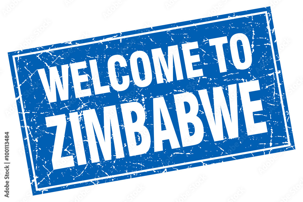 Zimbabwe blue square grunge welcome to stamp Zimbabwe blue square grunge welcome to stamp