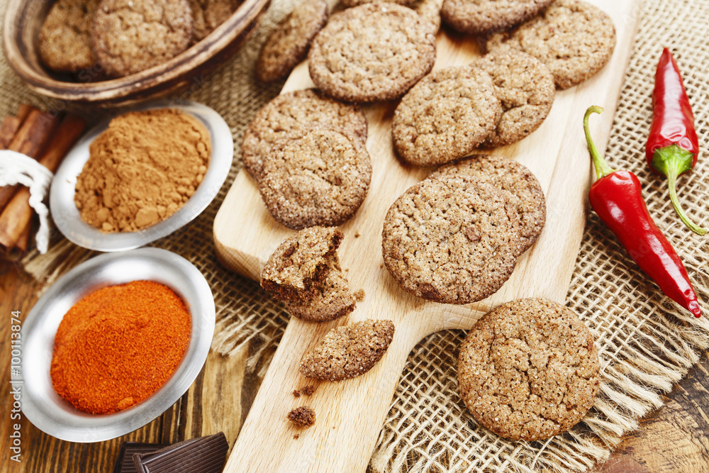 Chocolate cookies with chili pepper Chocolate cookies with chili pepper