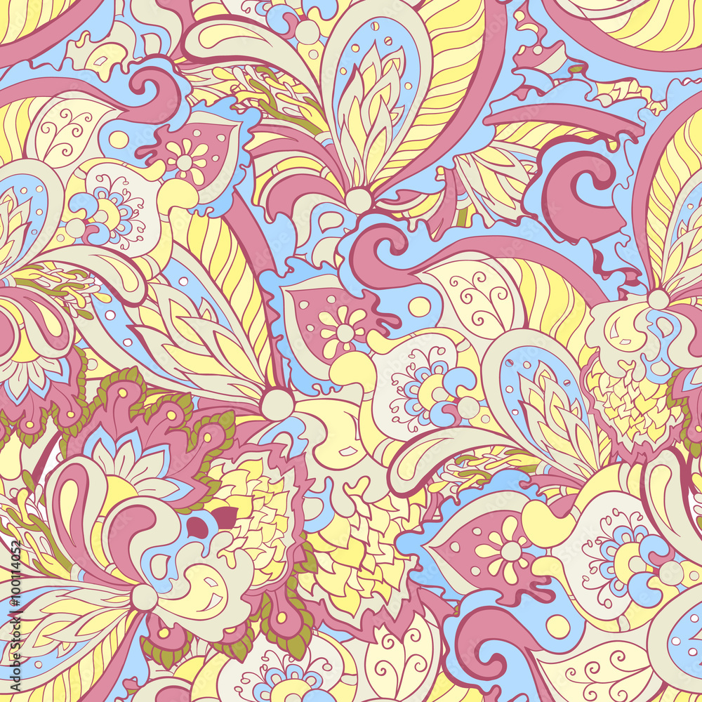Seamless bright colorful hand drawn pattern in doodle style. Suitable for textile and paper prints. Vector, eps 10. Seamless bright colorful hand drawn pattern in doodle style. Suitable for textile and paper prints. Vector, eps 10.