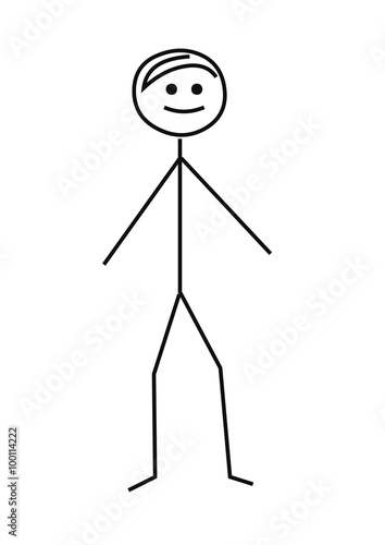 Drawing of stickman on white background.
