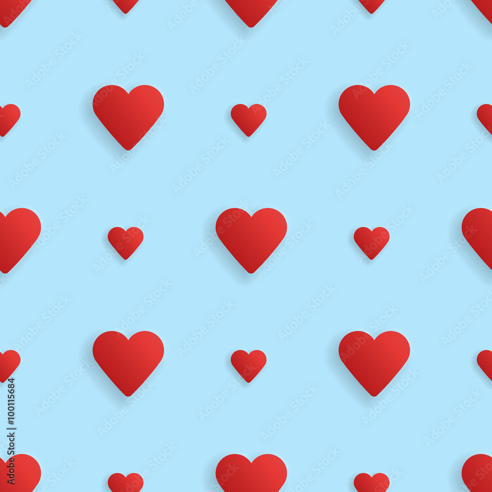 Seamless realistick pattern hearts. Vector