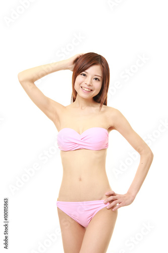 Japanese woman posing in a pink bikini © jedi-master