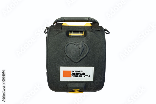 External automatic defibrillator isolated on white