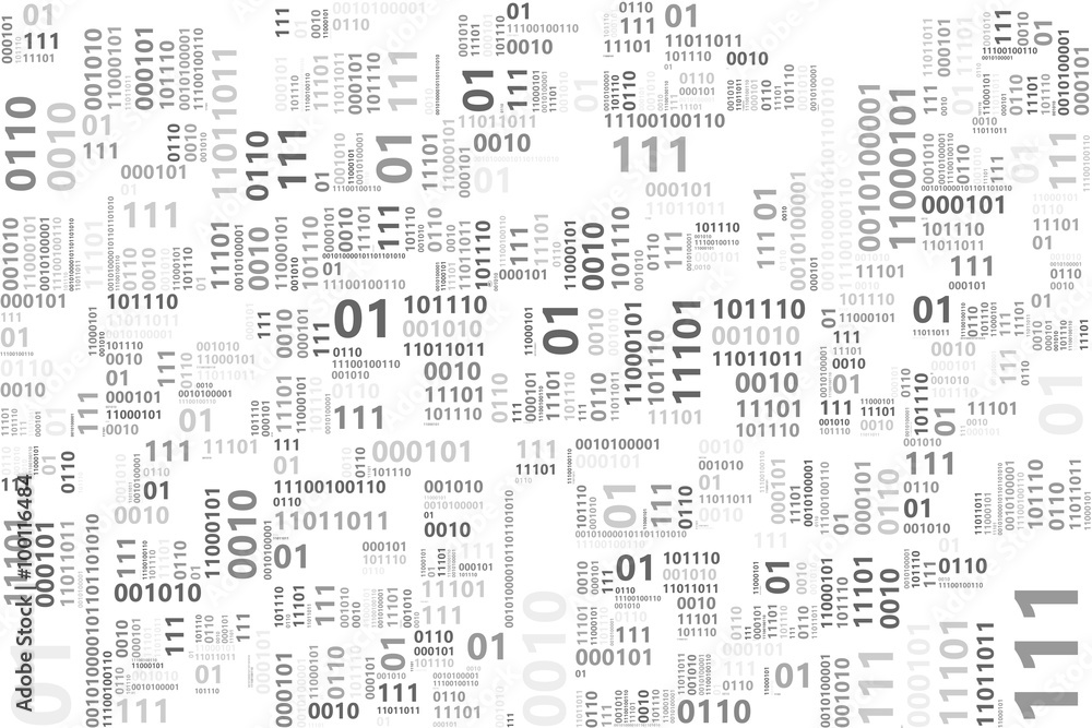 Illustration of binary code pattern on white background.