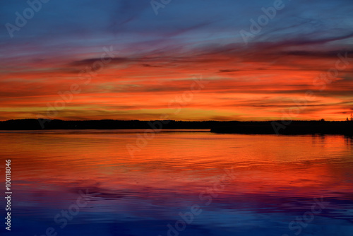 Colorful sunrise on a lake