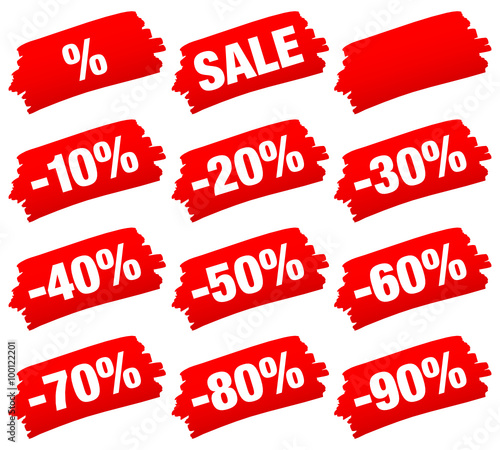 Brushstroke "Sale" Red Set