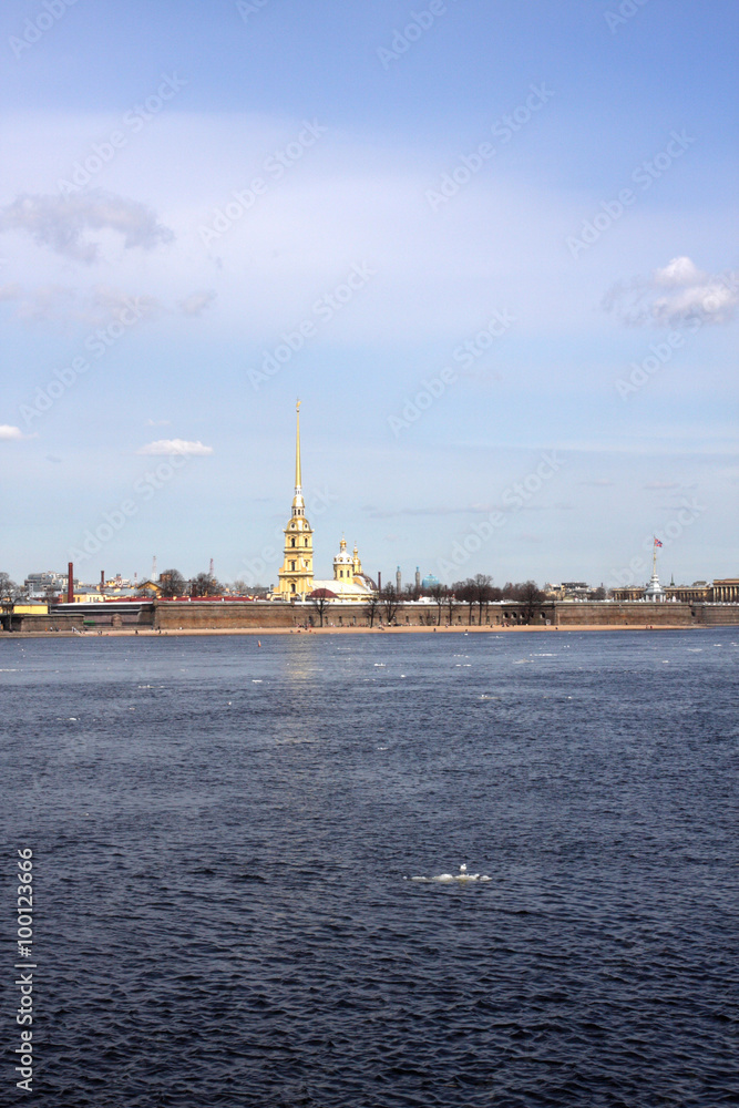 Embankment of the river Neva in Saint-Petersburg, Russia