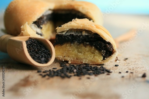 Festival moon cake with black sesame