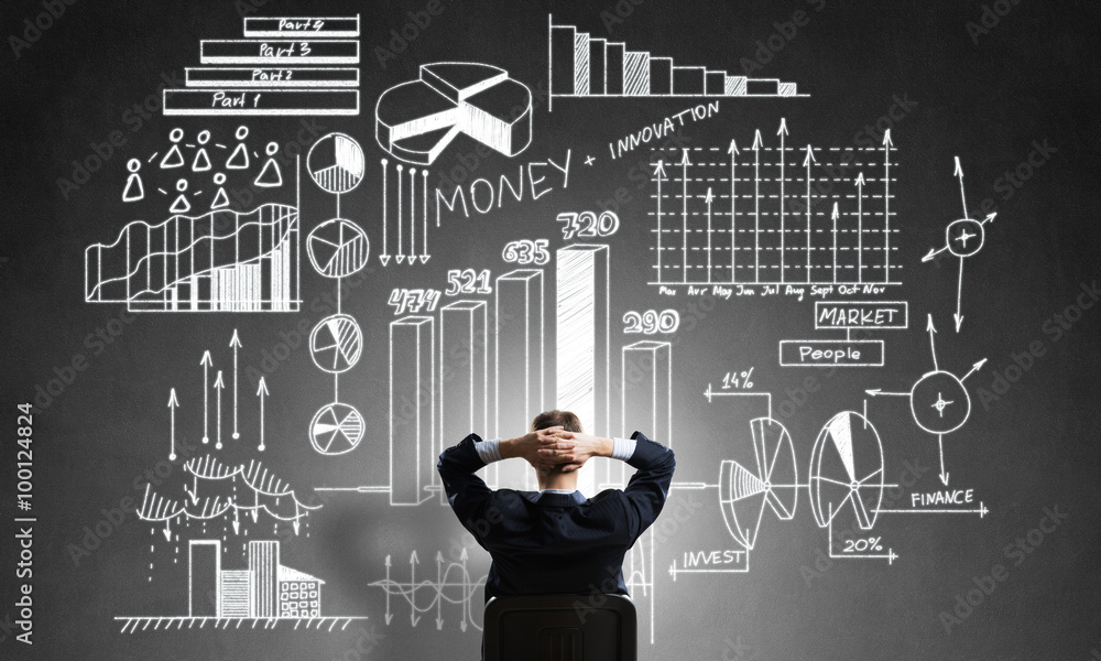 Businessman drawing business strategy Businessman drawing business strategy