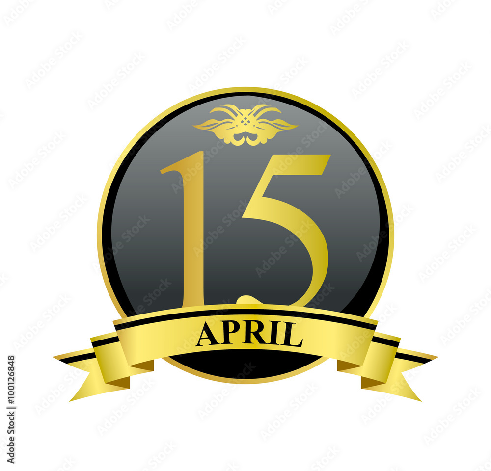 15 april golden calendar circle with ribbon 15 april golden calendar circle with ribbon