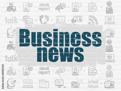 News concept  Business News on wall background