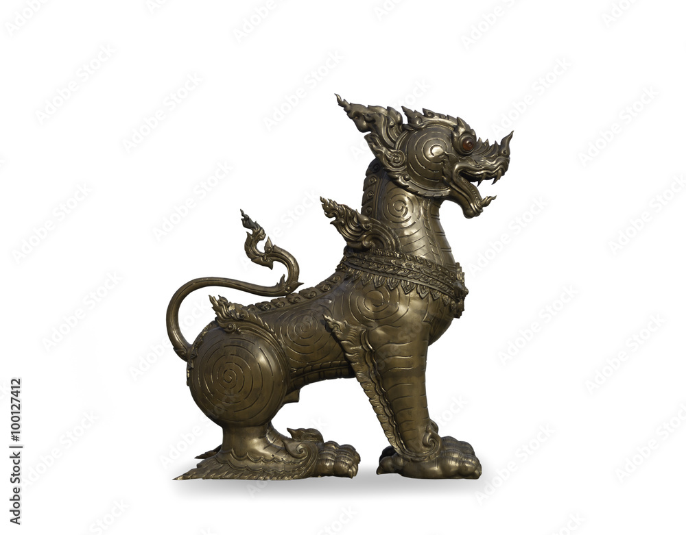 Isolated Bronze Singha with White Background Isolated Bronze Singha with White Background
