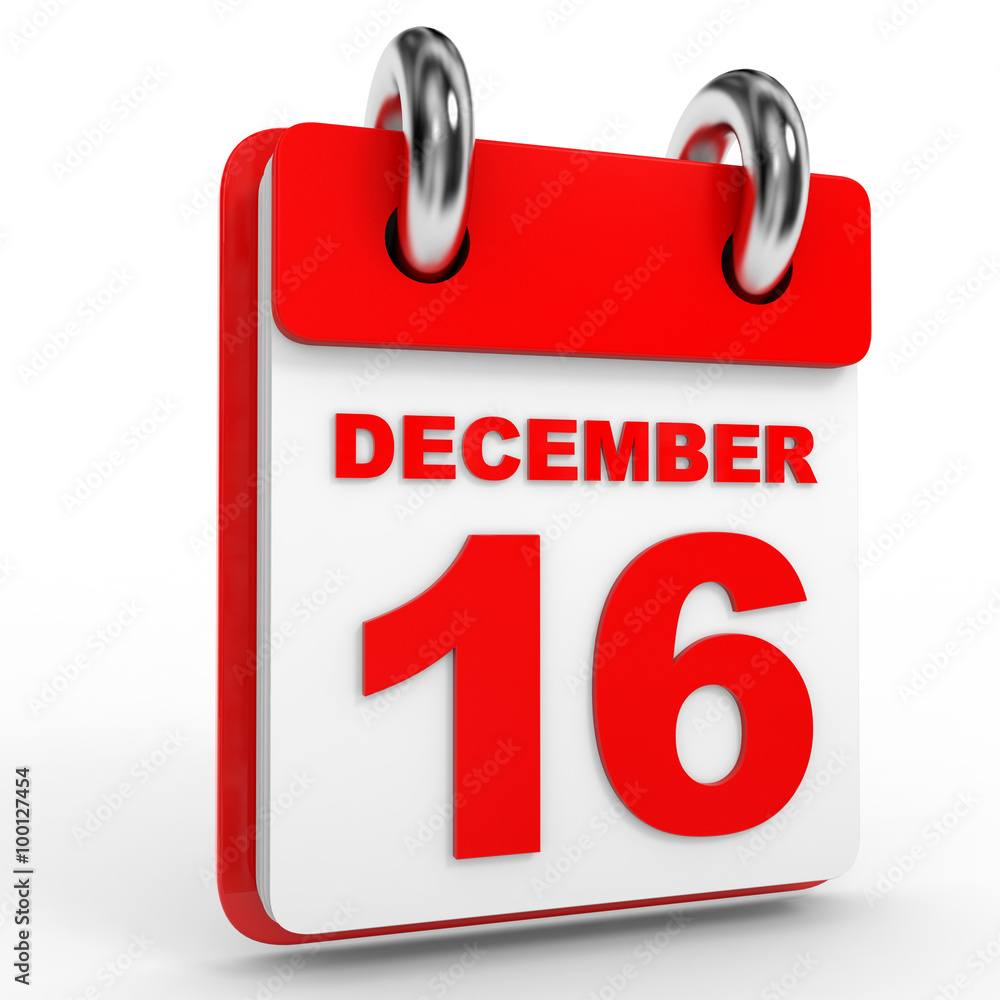 16 december calendar on white background. 16 december calendar on white background.
