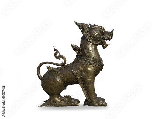 Isolated Bronze Singha with White Background